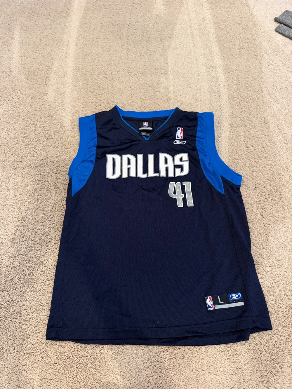 Reebok Dallas Navy and Bright Blue Basketball Jersey #41